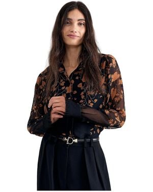 Phase Eight Clenence Floral Sheer Blouse - Black