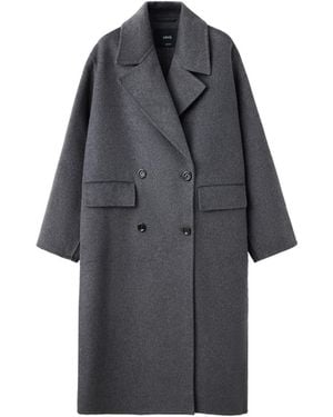 Mango Wool-blend Double Breasted Long Coat - Gray