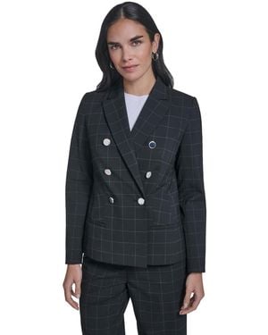 Calvin Klein Petite Double-breasted Blazer - Black