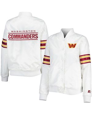 Starter Washington Commanders Line Up Satin Full-snap Varsity Jacket - White