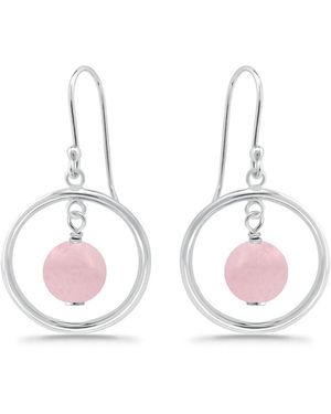 Macy's Silver Plated Multi Genuine Stone Circle Drop Earrings - Natural