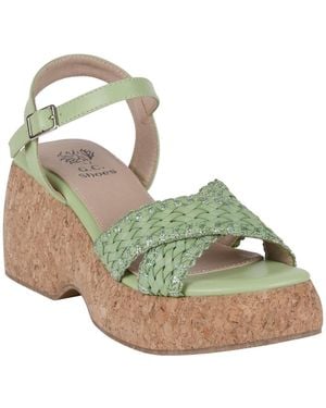 Gc Shoes Lucy Woven Cork Platform Wedge Sandals - Metallic