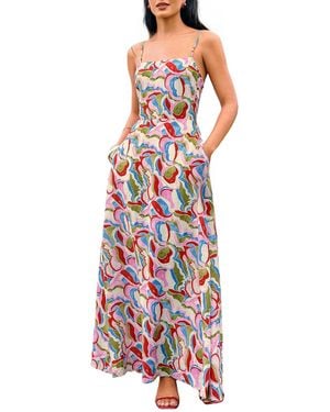 CUPSHE Virtual Paradise Abstract Maxi Beach Dress - Red