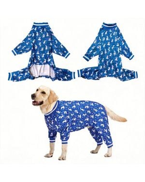 Aronkl Large Dog Comfortable Pajamas For Recovery And Sleep - Blue