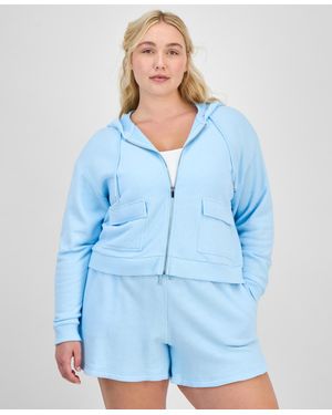 ID Ideology Plus Size Cropped Full-zip Hoodie - Blue