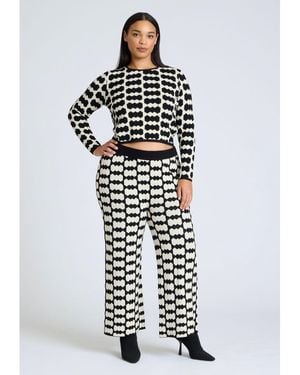 Eloquii Plus Size Intarsia Sweater Pant - White
