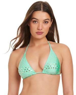 Red Carter Heartbreaker Classic Triangle V-neck Tie-back Bikini Top - Green