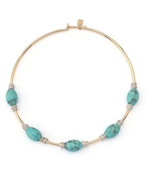Robert Lee Morris Turquoise Stone Bead Wire Collar Necklace - Blue