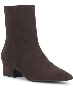 INC International Concepts Faelyn Suede Pointed Toe Block Heel Booties - Brown