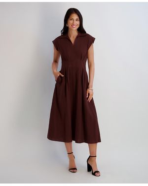 Kensie Textured Stripe Midi Shirtdress