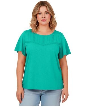 Avenue Knit Lace Yoke Tee - Green