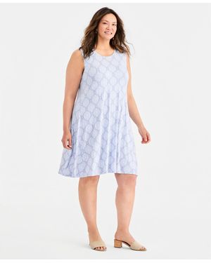 Style & Co. Plus Printed Sleeveless Knit Dress - Blue