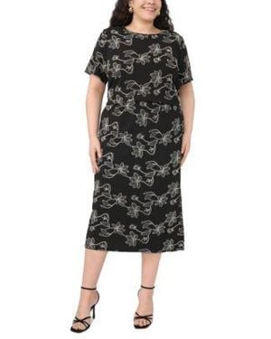 Vince Camuto Crewneck Short Sleeve Top Pull On Midi Skirt - Black