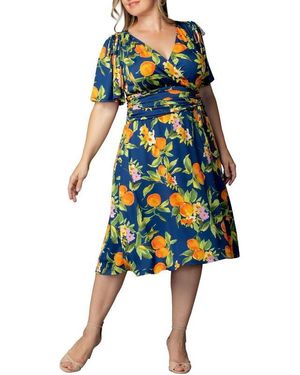 Kiyonna Plus Size Jemma Ruched Tie Dress - Black