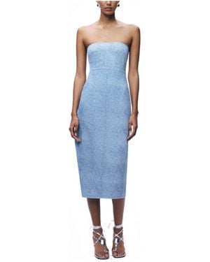 Nocturne Denim Strapless Midi Dress - Blue