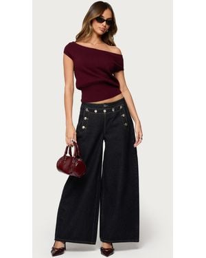 Edikted Frida Buttoned Low Rise baggy Jeans - Multicolor