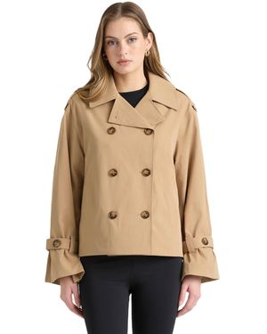 NVLT Double Breasted Short Trench Coat - Natural