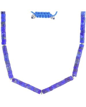 Roxy Waterproof Yellow Beads Labradorite Adjustable Necklace - Blue
