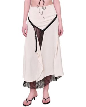 Pcfg The Party Edit Slit Lace Panel Maxi Skirt - Pink