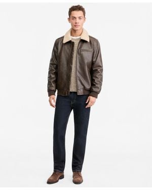 Levi's Sherpa Collar Faux Leather Bomber Jacket - Brown