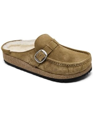 Birkenstock Buckley Shearling Suede Leather Clogs From Finish Line - Brown