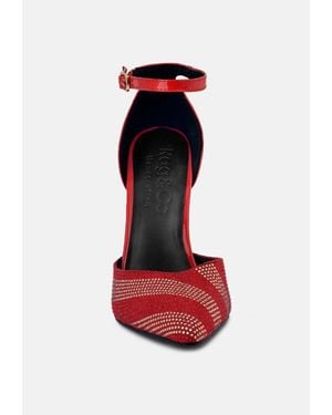 Rag & Co Nobles Rhinestone Patterned Stiletto Sandals - Red