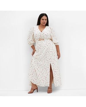 City Chic Plus Size Jolene Print Maxi Dress - White