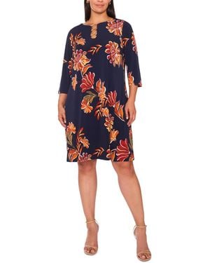Msk Plus Size 3-ring Shift Knee-length Dress - Red