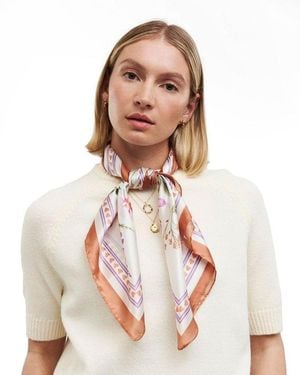 Fable England Penelope Medium Square Scarf - White