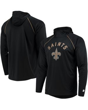 Starter New Orleans Saints Raglan Long Sleeve Hoodie T-shirt - Black