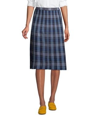 Lands' End School Uniform Plaid Pleated Skirt Below The Knee - Blue