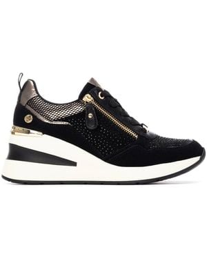 Xti Suede Wedge Sneakers By - Black