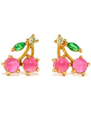 Girls Crew Crystal Plated Cherry Studs - Pink