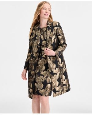 Kasper Metallic Textured Coat - Multicolor