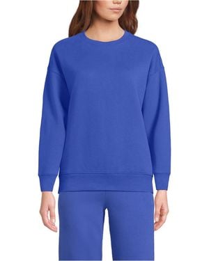 Lands' End Relaxed Serious Sweats Long Sleeve Crewneck Sweatshirt - Blue