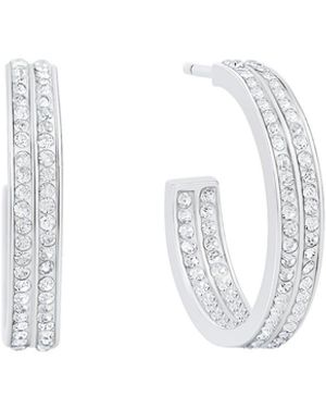 And Now This Double Row Crystal Hoop Earring - White