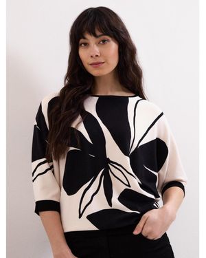 Phase Eight Printed Round Neck Knit Faith Sweater - Black