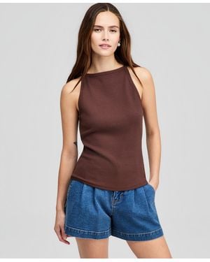 And Now This High-neck Sleeveless Tank Top - Blue