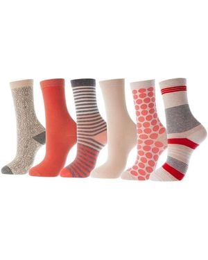 Mio Marino Dress Crew Socks 6 Pack - Red