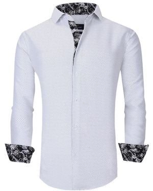 Azaro Uomo Slim Fit Business Nautical Button Down Dress Shirt - Blue