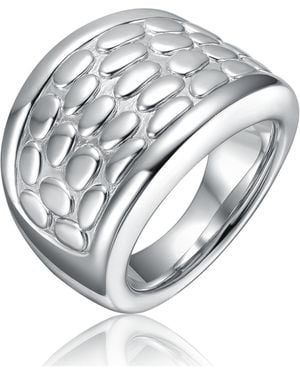 Genevive Jewelry Sterling Silver Textured Pattern Ring - Gray