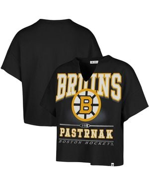 '47 David Pastrnak Boston Bruins Elation Name Number Oversized Notch Neck T-shirt - Black