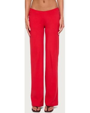 Edikted Anika Scooped Straight Leg Pants - Red