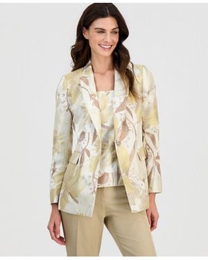 Anne Klein Jacquard Peak-lapel One-button Blazer - Natural