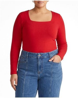 UNIVERSAL STANDARD Plus Size Agatha Liquid Jersey Top - Red