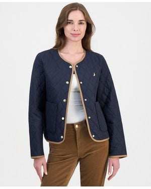 Nautica Quilted Collarless Jacket - Blue