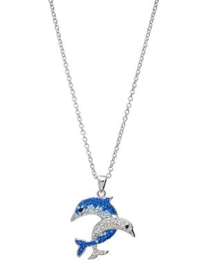 Macy's Plated Crystal Dolphin Pendant Necklace - White