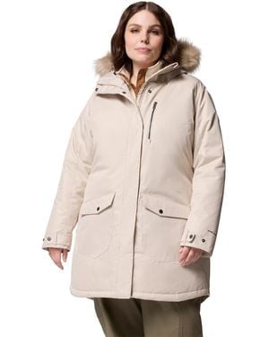 Columbia Plus Size Suttle Mountain Hooded Faux-fur-trim Long Insulated Coat - Natural