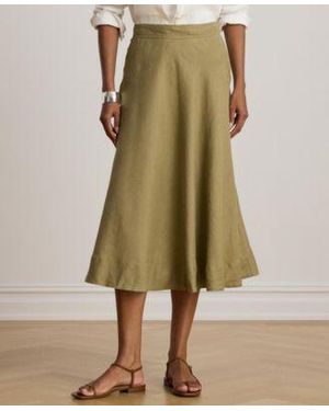 Ralph Lauren Linen A Line Midi Skirt - Green