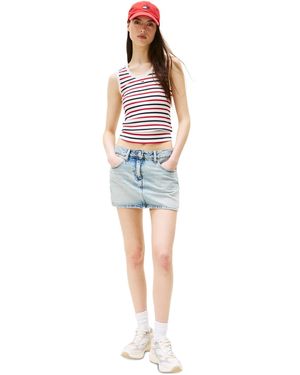 Tommy Hilfiger Essential Ribbed Striped Tank Top - Blue